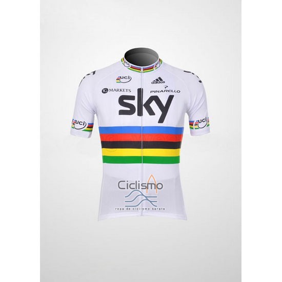 Sky UCI Mondo Campione Ropa Ciclismo Culotte Corto 2012 Hombre Mangas Cortas Rosso y Blanco